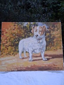 Victor M Mc Curry Jack Russell Oil on Board