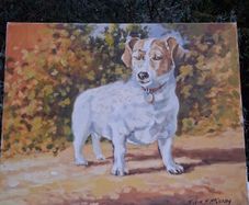 Victor M Mc Curry Jack Russell Oil on Board