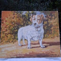 Victor M Mc Curry Jack Russell Oil on Board