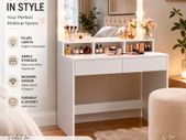 White LED Dressing Table with Mirror, Hollywood Lights