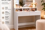 White LED Dressing Table with Mirror, Hollywood Lights