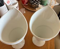 Pair of White Porcelain French fries Serving  Cones