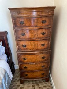 Georgian-style reproduction bowfront tallboy