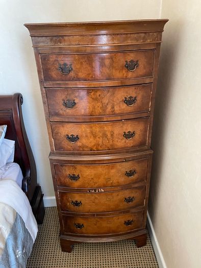 Georgian-style reproduction bowfront tallboy