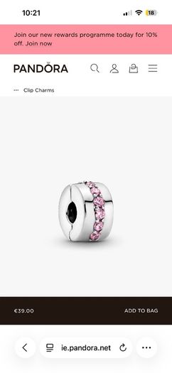 Pandora Pink Sparkling Row Clip Charm