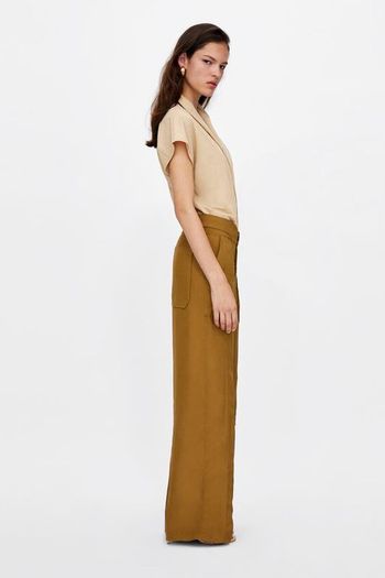 Zara beige nude blouse bodysuit M NEW