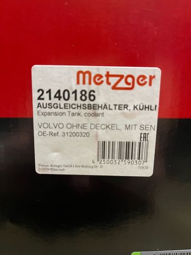 METZGER 2140186 Coolant expansion tank Volvo/Range Rover