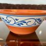Hand Painted Large Terra Cotta Blue and White Bowl for Salad Pasta Fruits Image 3