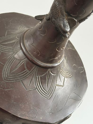 Antique Japanese Meiji Period Bronze Vase (High Relief Birds & Blossoms)  c.1890 to 1910
