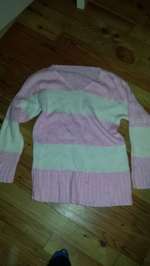 Pink and white stripe jumper