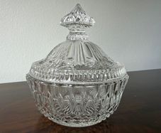 Vintage Pressed Glass Lidded Candy / Bonbon Dish