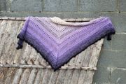 Handmade crochet triangle shawl wrap. Violet lila black ombre lacy shawl