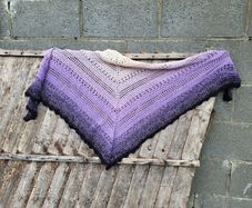 Handmade crochet triangle shawl wrap. Violet lila black ombre lacy shawl