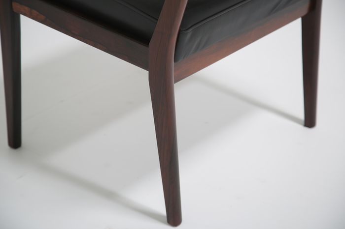 Vintage Rosewood and Black Leather Armchair by Karl Erik Ekselius for JOC Vetlanda, 1960s