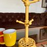 Vintage Traditional Mustard Yellow Cast Iron Mug Tree Holder Rustic Farmhouse Kitchenalia Image 10