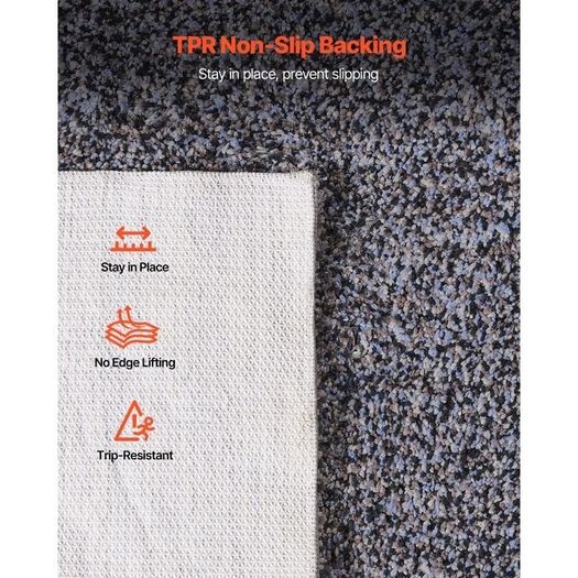 Indoor Plush Area Rugs, 2.44 x 3.05m Plush Carpet, Area Rugs Furry with Long Plushs Pile, Thick & Durable High-Pile Rug for High-Traffic Areas, Non-Shedding & Non-Slip Backing, Blue-Gray
