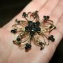 Vintage Black Crystal Brooch 6cm Image 2