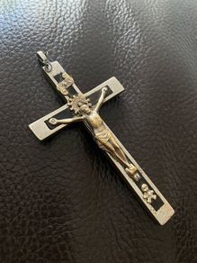 Antique 19thC Ebony Pectoral Cross Crucifix