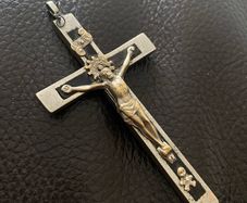 Antique 19thC Ebony Pectoral Cross Crucifix