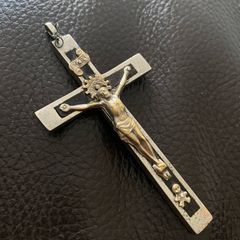 Antique 19thC Ebony Pectoral Cross Crucifix