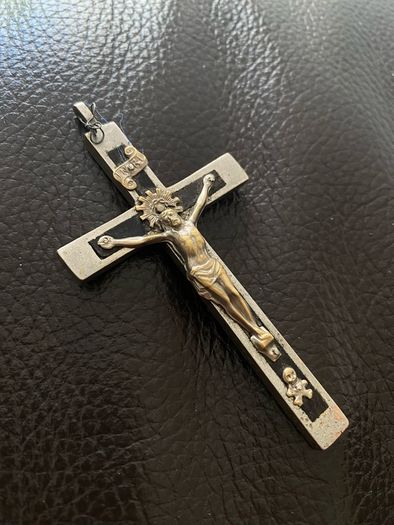 Antique 19thC Ebony Pectoral Cross Crucifix