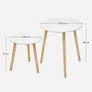 Nesting Side Table, Round End Table, Set of 2, Scandinavian Minimalist Coffee Table with Solid Pine Wood Legs, White and Natural (FREE SHIPPING) Image 4