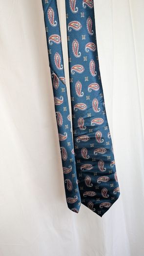 Christian Dior Monsieur Tie Blue Paisley Silk Vintage Designer Mens Necktie