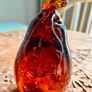 Large Vintage Amber Art Glass Pear Paperweight Hand Blown Bubble Glass Autumn Decor Image 2
