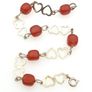 Vintage 925 Sterling Silver & Carnelian Love Hearts Bracelet Image 6
