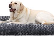 MULTIPLE SIZES/COLOURS AVAILABLE Large Dog Bed Washable, Calming Dog Bed, Dog Crate Mattress with Non skid Bottom, Fluffy Anti Anxiety Dog Beds, Pet Beds Pillow Cushion for Dog, Dark Grey, 90x60x8cm