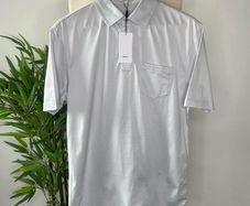 Arne Polo Shirt Mens Medium Light Grey Short Sleeve Preppy