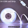 COB LED strip light, 320 LEDs per meter, high brightness, DC 5V USB interface, pushable switch Image 6