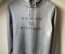 Tommy Hilfiger Grey Rhinestone Logo Hoodie S
