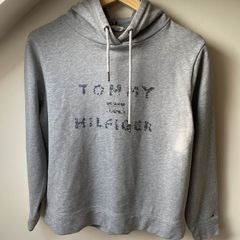 Tommy Hilfiger Grey Rhinestone Logo Hoodie S