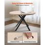 5-Piece Dining Table Set, Space-Saving Round Kitchen Table with 4 Upholstered Orange Chairs, PU Leather Cushions, Modern Wood-Tone Desk with Adjustable Foot Pads for Dining Room, Small Spaces Image 2