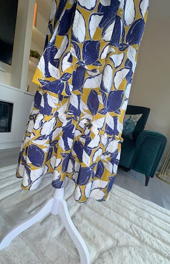 Whistles Ladies Dress in Navy, Yellow, and White with Thin Straps Size: UK 10 / EU 38