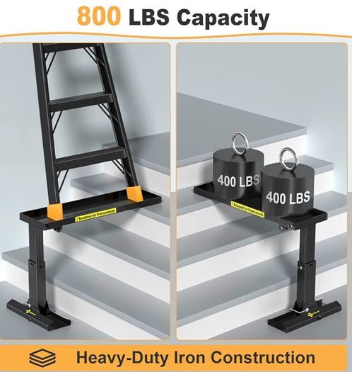 Foldable Ladder Levelers for Stairs Heavy Duty Ladder Extender Adjustable Stair Platform with Non Slip Mat Fits Ladders with Feet Spacing for Safe Height Adjustment