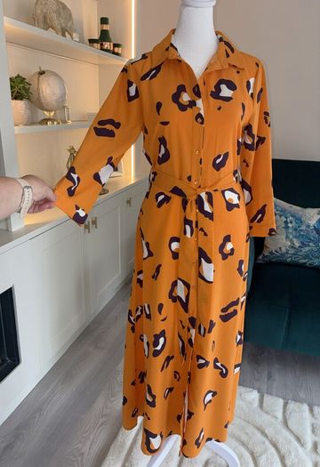 Brand-new Ladies Orange Long-sleeved Shirt Dress from Pieces