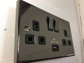 Black Nickel Twin Switched Sockets with USB Port