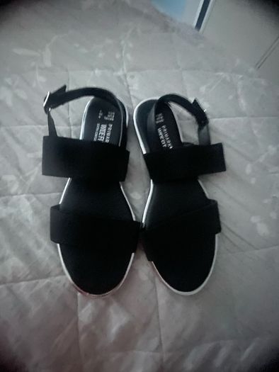 Flat black sandals wide fit