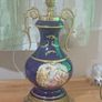 Vintage blue and gold ceramic table lamp Image 2