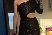 Black Mini Sequin Asymmetrical dress Size S