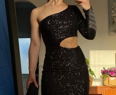 Black Mini Sequin Asymmetrical dress Size S