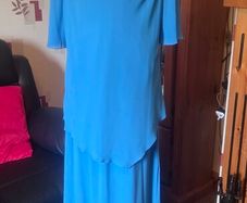 Godske 2 Piece Blue Chiffon Occasion Maxi Dress Set UK 20 EU 46