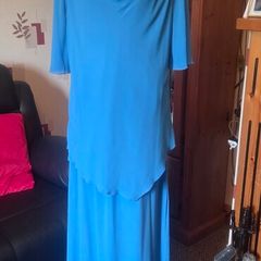 Godske 2 Piece Blue Chiffon Occasion Maxi Dress Set UK 20 EU 46