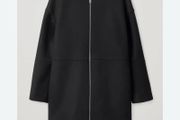 COS 100% Boiled Wool Cocoon Zip Jacket Coat - Black
