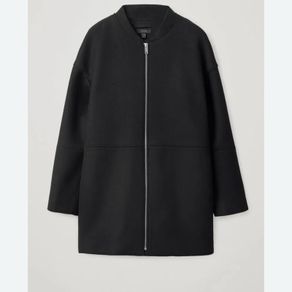 COS 100% Boiled Wool Cocoon Zip Jacket Coat - Black