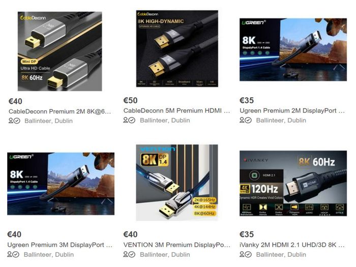 Premium 8K Display/Video Cables & Adapters (Brand New/Warranty)