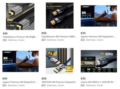 Premium 8K Display/Video Cables & Adapters (Brand New/Warranty)