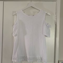 White Lace Cold Shoulder Top